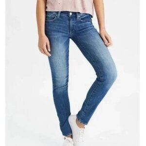 AMERICAN EAGLE Skinny Stretch Jeans Medium Wash Faded Skinny Jeans 2 SHORT / 2S